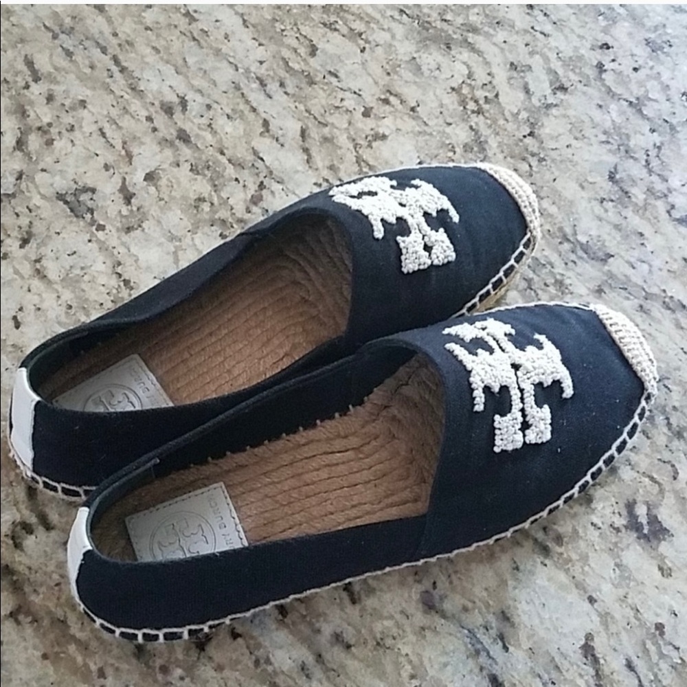 Black and beige Tory Burch espadrilles SZ 8.5